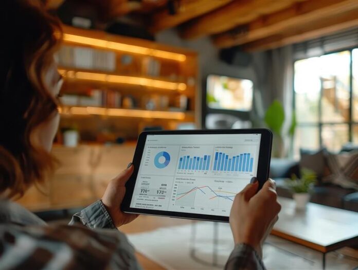 A person holding a tablet displaying marketing data inside a restaurant, symbolizing how A/B testing and analytics guide smarter business decisions.