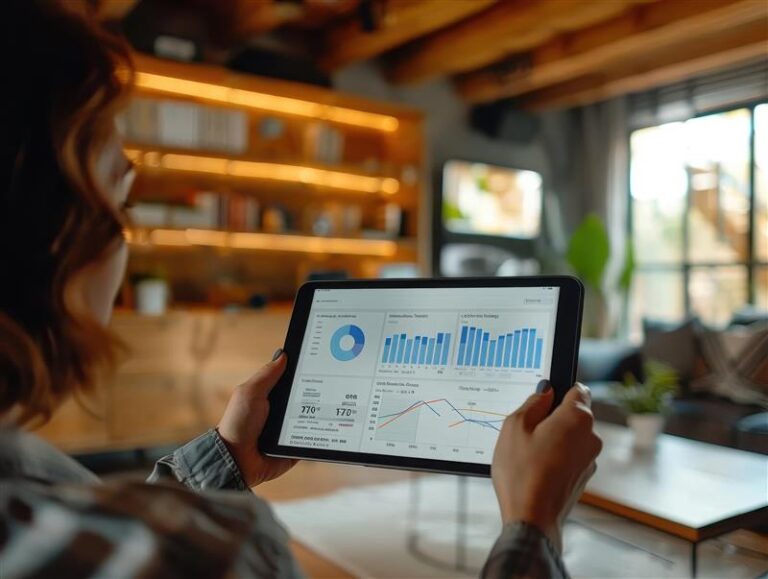 A person holding a tablet displaying marketing data inside a restaurant, symbolizing how A/B testing and analytics guide smarter business decisions.